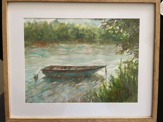 Barque aux roseaux, aquarelle