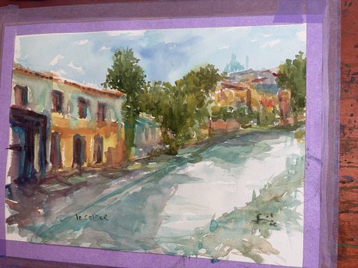 Ruelle ensoleillée, aquarelle