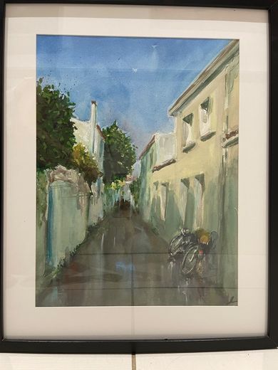 Ruelle aux vélos, aquarelle