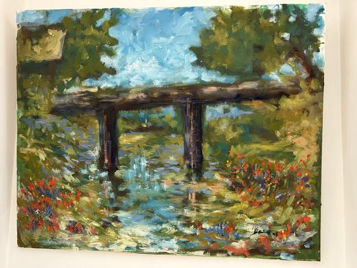 Le pont, huile sur toile