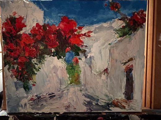 Bougainvillier, huile sur toile