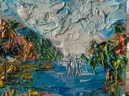 Falaise et mer, huile sur toile