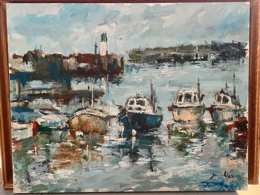 Le port, huile sur toile
