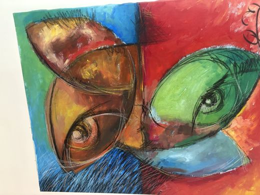 Composition colorée, huile sur toile
